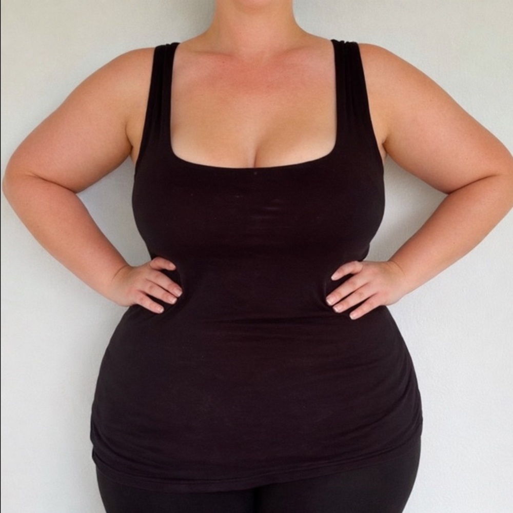 Pinkm Style plus size black sleeveless bodycon stretch tank top size XXL